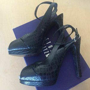 STUART WEITZMAN STRAPEX CROCO SANDALS 8.5 NEW NIB